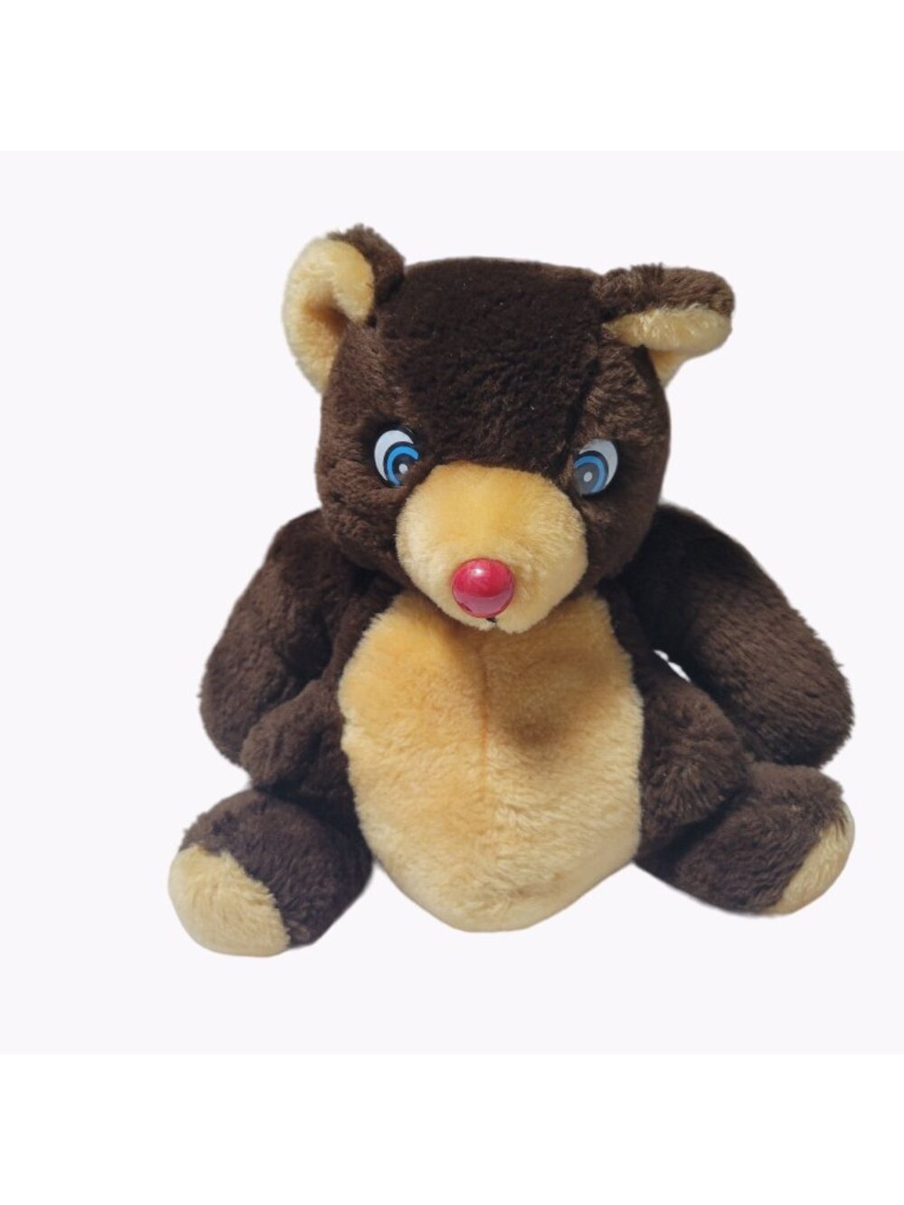 Vintage Nanco Teddy Bear 9 inch Plush Brown Red Nose Stuffed Animal Toy